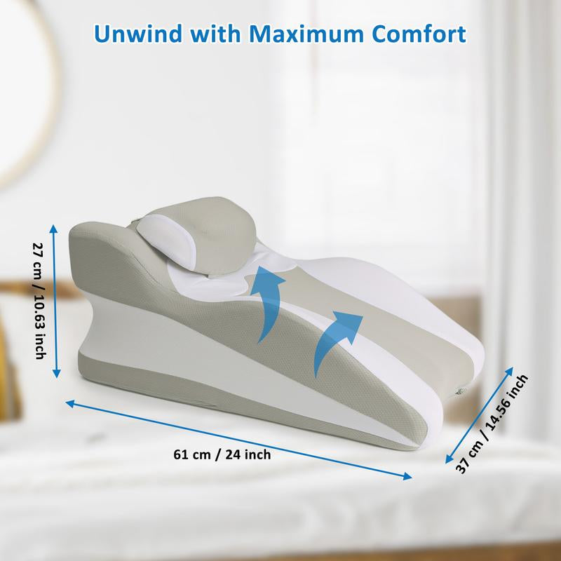 Ergonomic Wedge Pillow for Back, Neck & Leg Support – Soft, Versatile Design for Reading, Relaxation & Massage