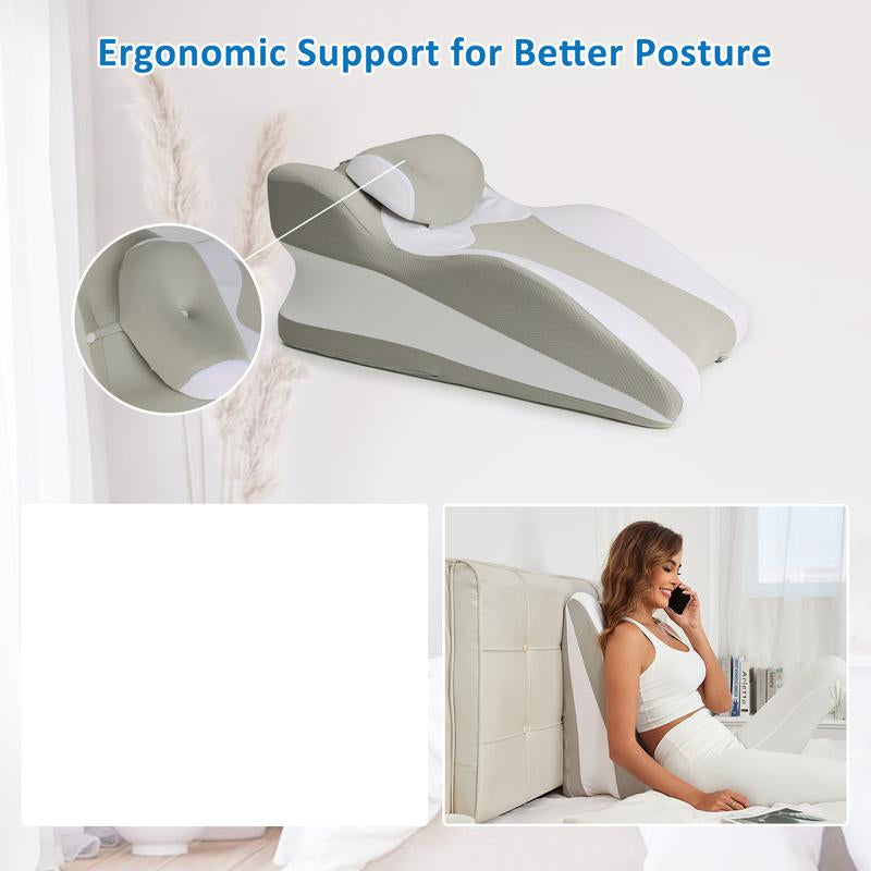 Ergonomic Wedge Pillow for Back, Neck & Leg Support – Soft, Versatile Design for Reading, Relaxation & Massage